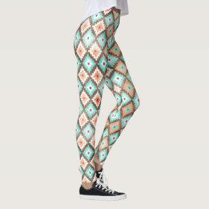 Legging Cor de Água do Padrão Musical do Kilim Étnico M