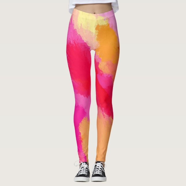 Legging Cor de água rosa, laranja e amarela (Frente)
