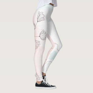Legging Cor de Água Rosa Romântica Floral