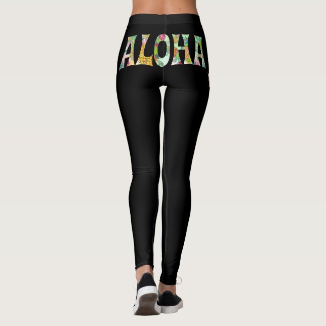 Legging Cor de fundo do PixDezines ALOHA HAWAII/DIY (Verso)
