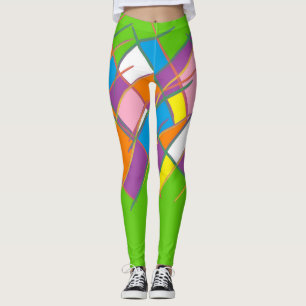 Legging Cor de laranja roxa verde e cor de laranja amarelo