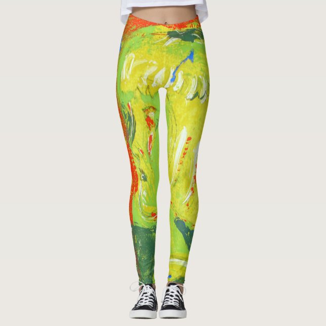 Legging Cor de laranja vermelha, verde, louca (Frente)