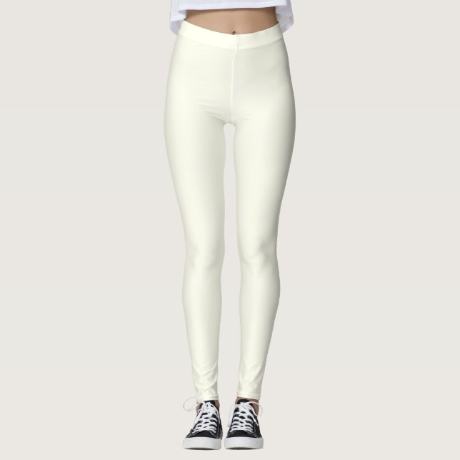 Legging Cor de marfim sólido personalizada (Frente)