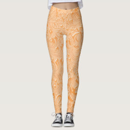 Legging Cor de pêssego embutida emblemática embutida