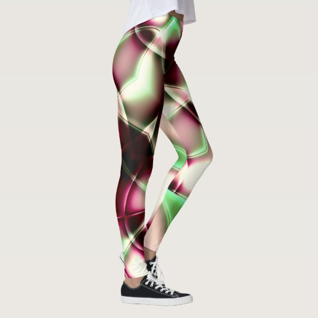 Legging Cor-de-rosa a verde em linhas semelhantes a caracó (Direita)