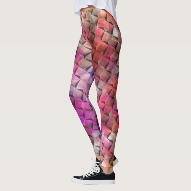 Legging Cor-de-rosa avermelhado e 3D ou triângulos (Esquerda)
