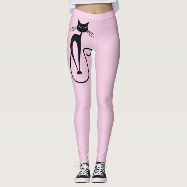 Legging Cor-de-rosa branco preto (Frente)