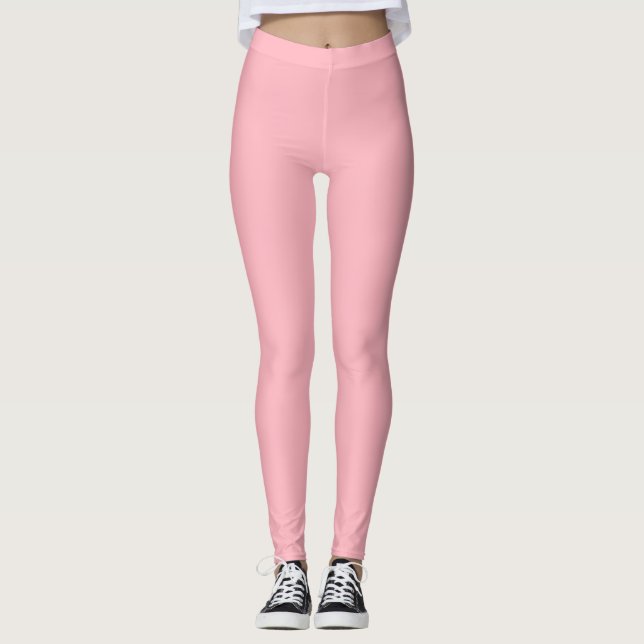 Legging Cor de Rosa claro Sólido Personalizada (Frente)