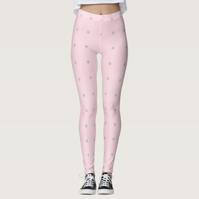 Legging Cor-de-rosa com Cinza Bolinhas de Verão (Frente)