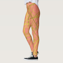 Legging Cor-de-rosa Dourado abstrato
