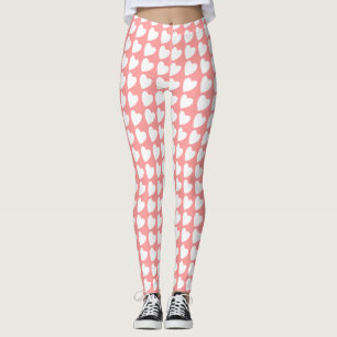 Legging Cor-de-rosa e coração branco padrão