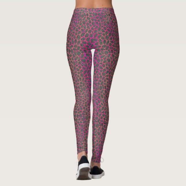 Legging Cor-de-rosa, laranja e Cinza Impressão Mosaica Mod (Verso)