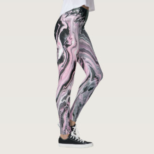 Legging Cor-de-rosa-rosa-pintado-marmoreado