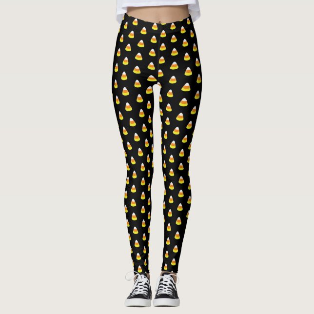 Legging Cor do Fundo Personalizada do Candy Corn (Frente)