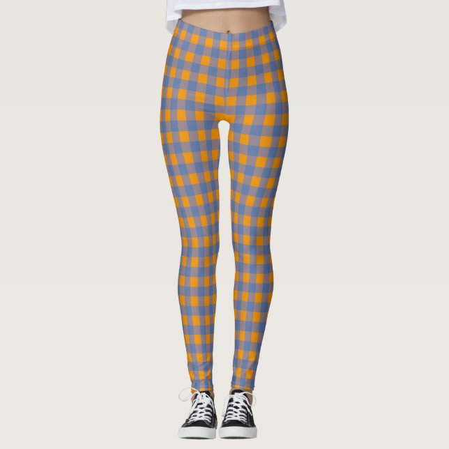 Legging Cor Laranja-avermelhada, Azul-Havelock e Cores de  (Frente)