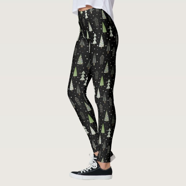Legging Cor Personalizada das Árvores de Natal Festivas Mo (Esquerda)