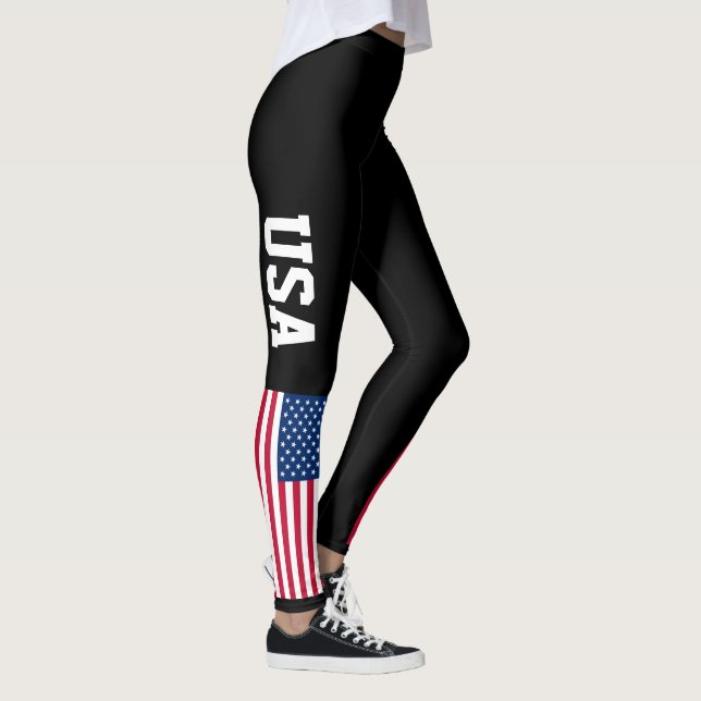 Legging Cor personalizada de bandeira americana patriótica (Direita)