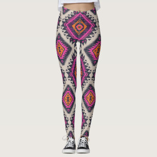 Legging Cor retrorativa, design de Navajo tribal.
