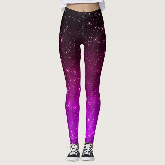 Legging Cor rosa, Starry, céu noturno (Frente)