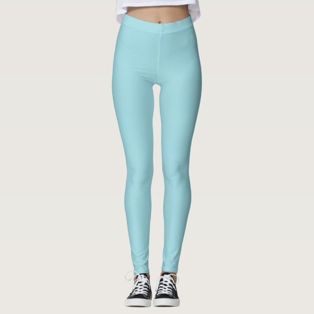 Legging Cor Sólida Azul do Céu Suave (Frente)