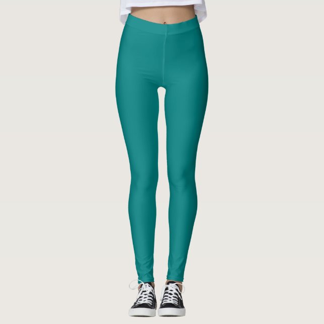Legging Cor Sólida Azul-Verde Simples (Frente)