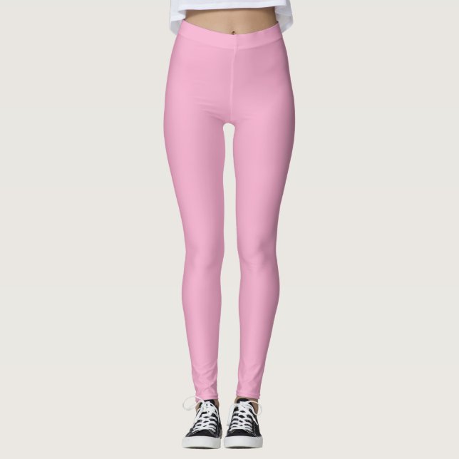 Legging Cor Sólida da rosa claro (Frente)