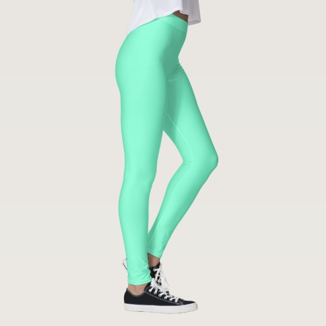 Legging Cor Sólida do Aqua do Pastel | Clássico | Elegante (Direita)