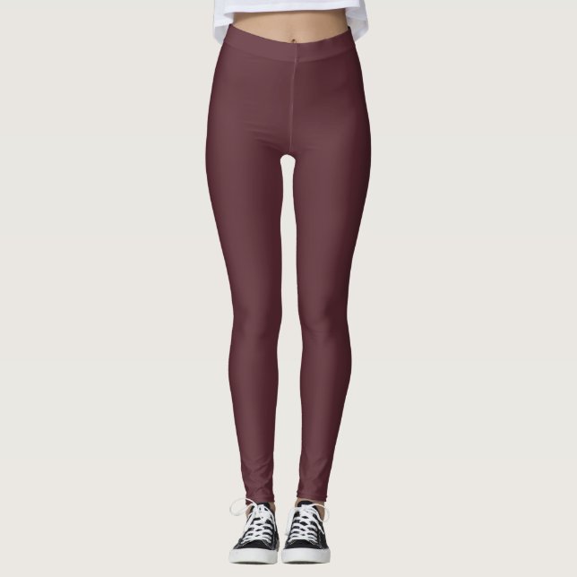 Legging Cor Sólida do Maroon Profundo (Frente)