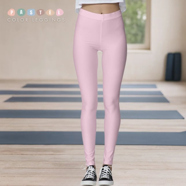 Legging Cor Sólida Luz Macia Pastel Rosa Orquídea (Solid Soft Light Pastel Orchid Pink Color Leggings
)
