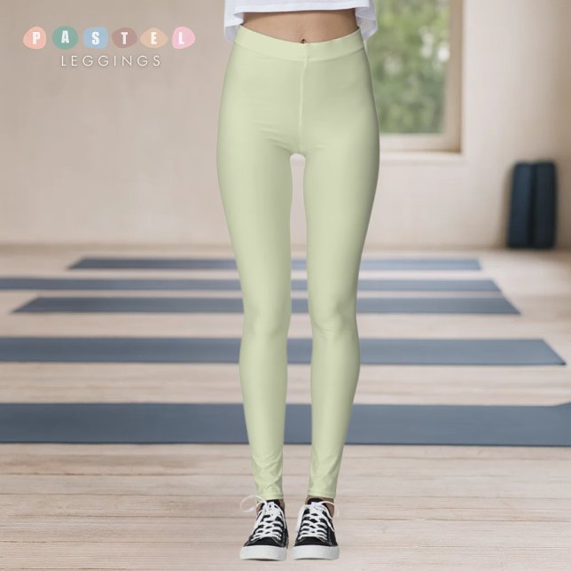 Legging Cor Sólida Luz Suave Pastel Sage Musgo Verde (Solid Soft Light Pastel Sage Moss Green Color Leggings
)