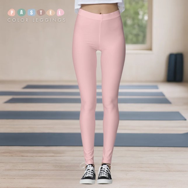 Legging Cor Sólida Luz Suave Pastel Salmão Rosa Cor de Pês (Solid Soft Light Pastel Salmon Peach Pink Color Leggings
)