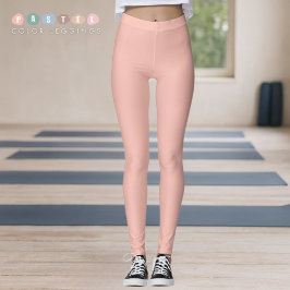 Legging Cor Sólida Luz Suave Pastel Salmão Rosa Cor de Pês