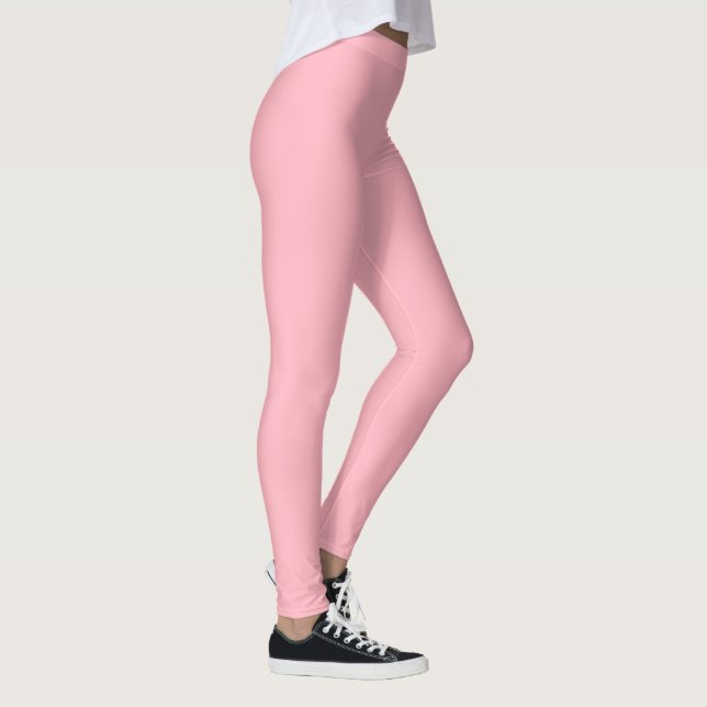 Legging Cor Sólida Rosa Esbranquiçada da Tendência | Elega (Direita)