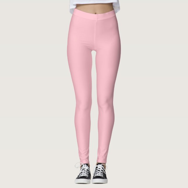 Legging Cor Sólida Rosa Simples (Frente)