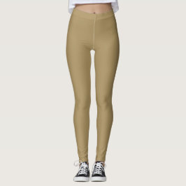 Legging Cor Sólida Simples Bege Escuro