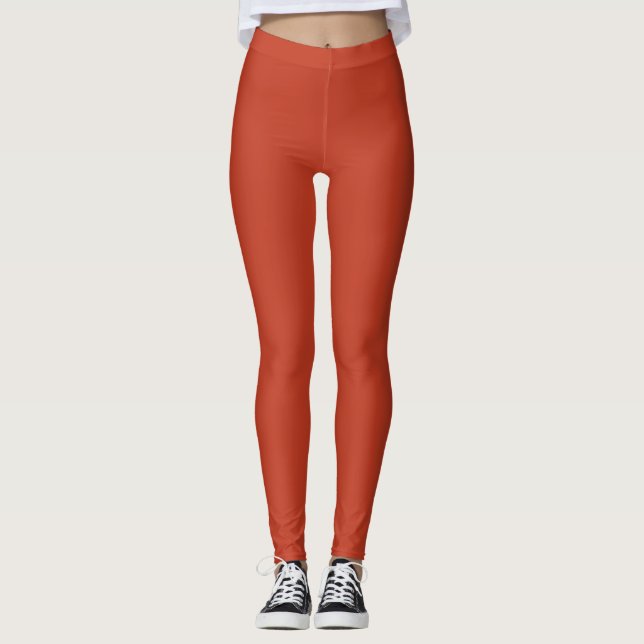 Legging Cor Sólida Simples Vermelho Pastel Escuro (Frente)