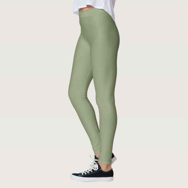 Legging Cor Sólida Sólido Elegante Verde Sage (Esquerda)