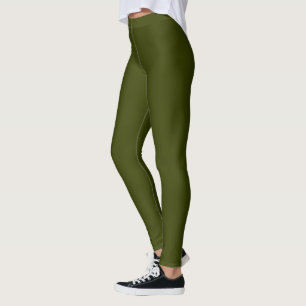 Legging Cor sólida verde-azeitona escuro