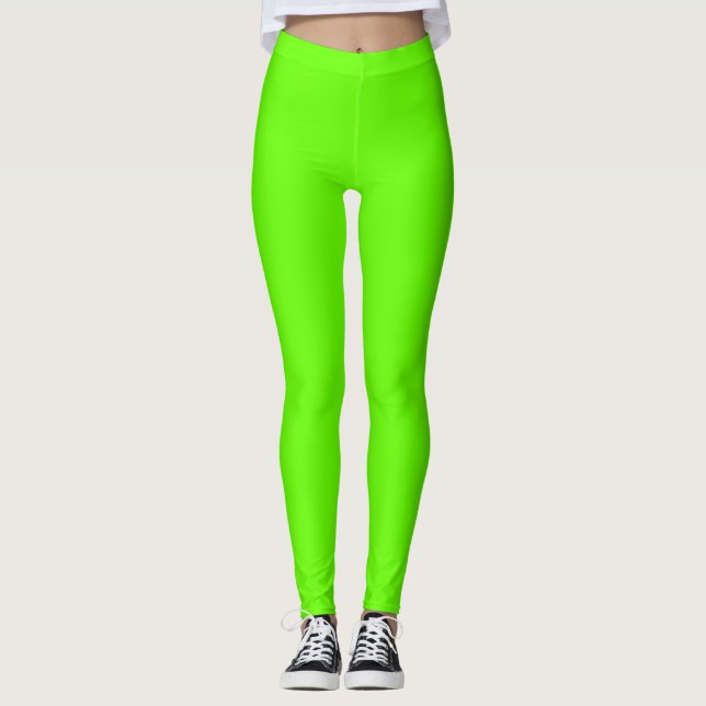 Legging Cor Sólida Verde Brilhante Lisa (Frente)