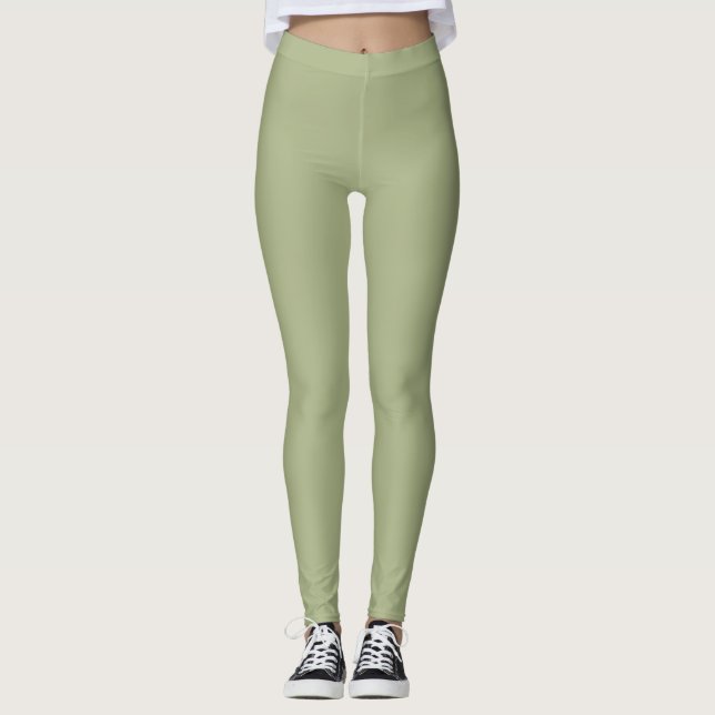 Legging Cor Sólida Verde do Sage Dusty (Frente)