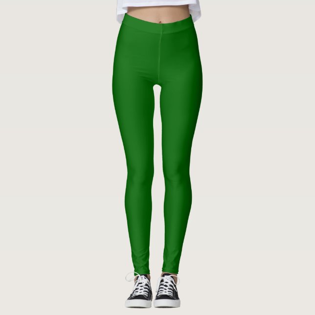 Legging Cor Sólida Verde Escuro Simples (Frente)