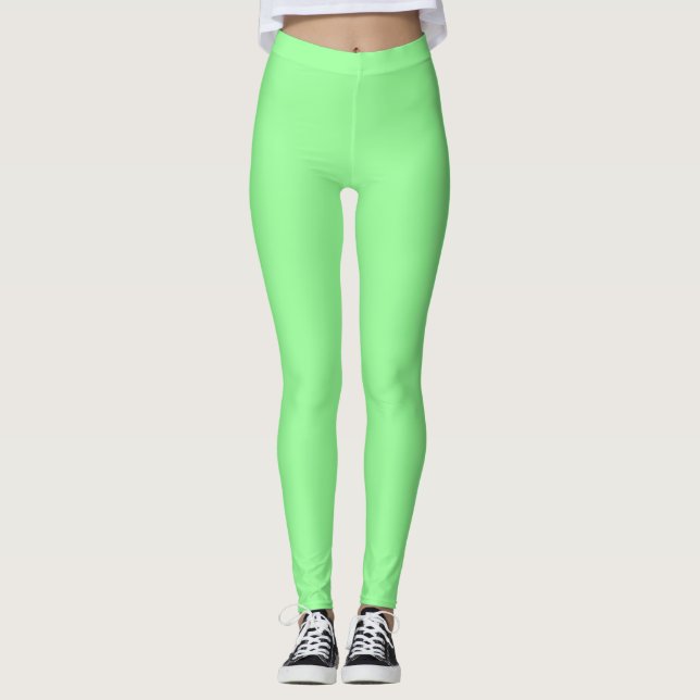 Legging Cor Sólida Verde-Menta Simples (Frente)