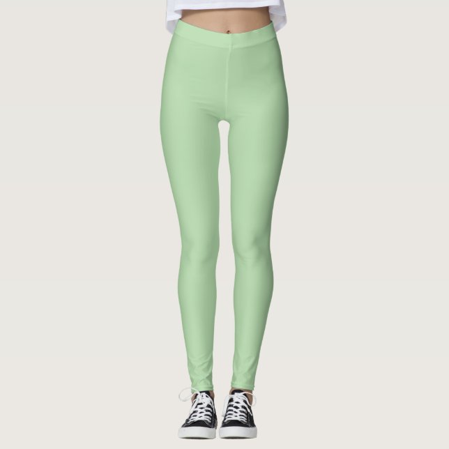 Legging Cor Sólida Verde Pálido (Frente)