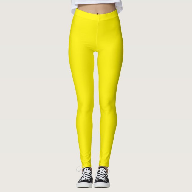 Legging Cor Sólido Amarelo Brilhante (Frente)