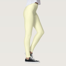 Legging Cor Sólido Amarelo-Manteiga | Elegante Clássico