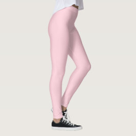 Legging Cor Sólido Rosa Pastel | Clássico | Elegante