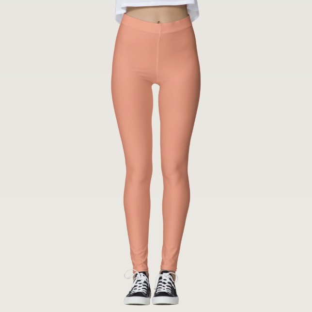 Legging Cor Sólido Simples Salmão Escuro (Frente)