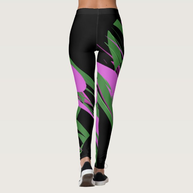 Legging Cor verde-púrpura preta (Verso)