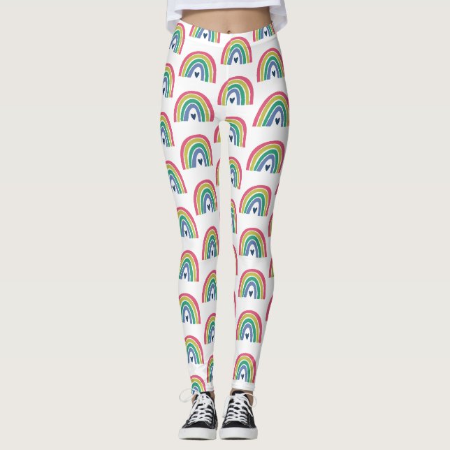 Legging Coração Azul-Limão-Rosa-Cor-de-Arco-Íris (Frente)