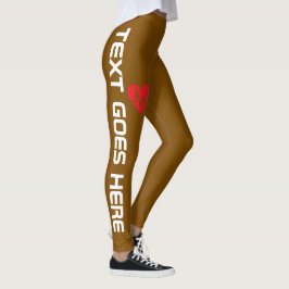 Legging Coração Batendo Personalizado sobre Marrom